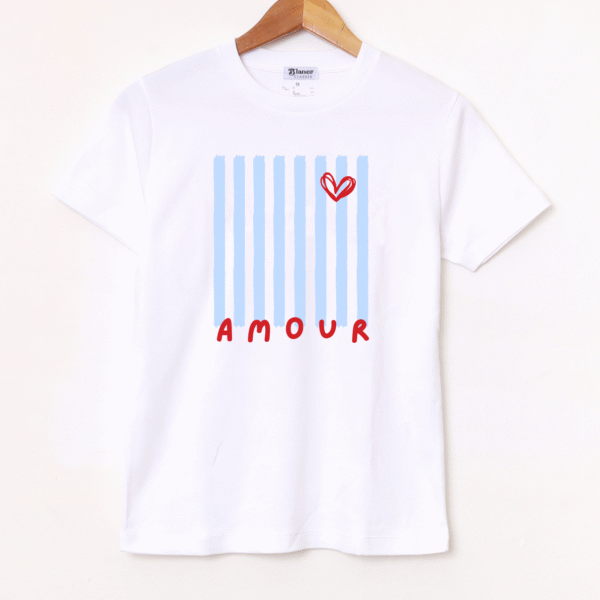Remera Basica Estampada "Rayas y Corazón" BL807