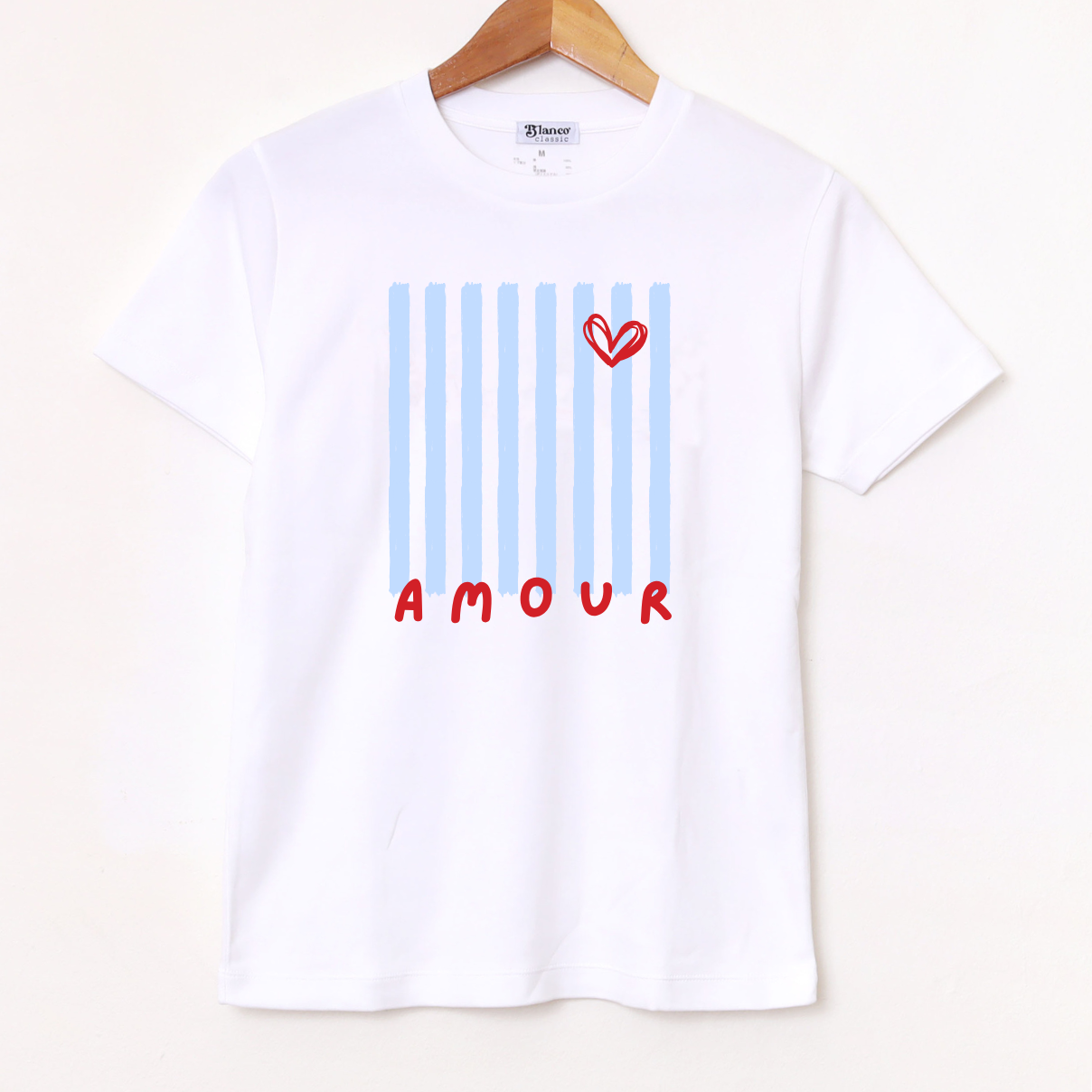 Remera Basica Estampada "Rayas y Corazón" BL807