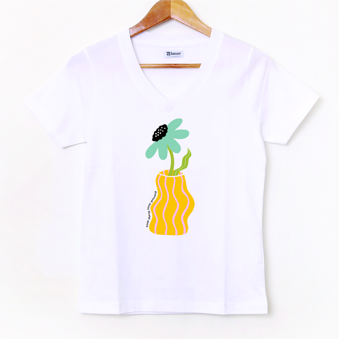 Florero amarillo blanco V