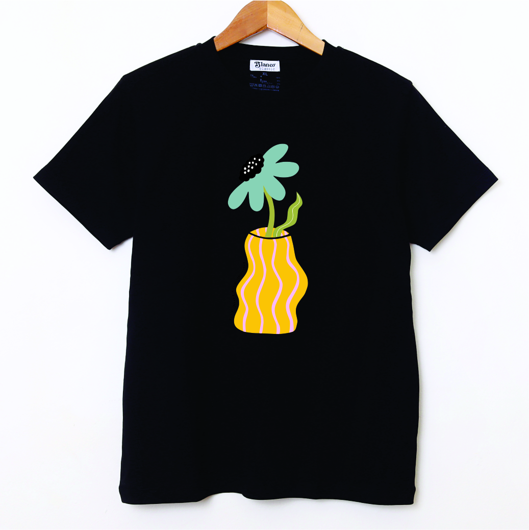 Florero amarillo negro