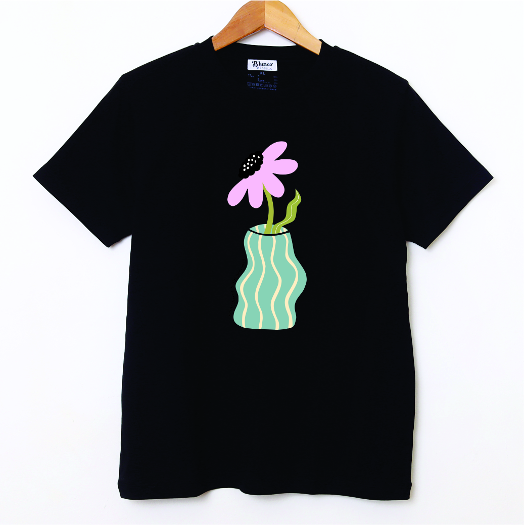 Florero celeste negro