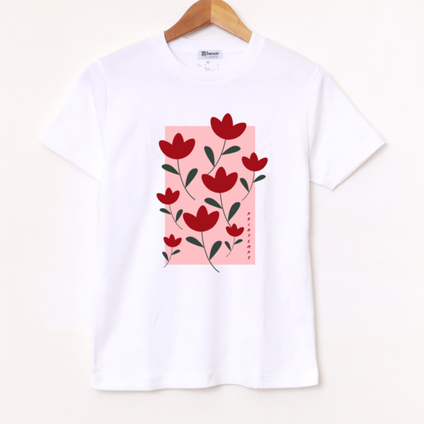 Remera Básica Estampada «Red Flower» BL846