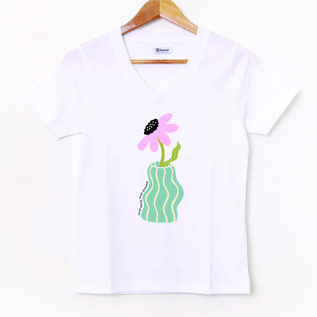 florero celeste blanco v