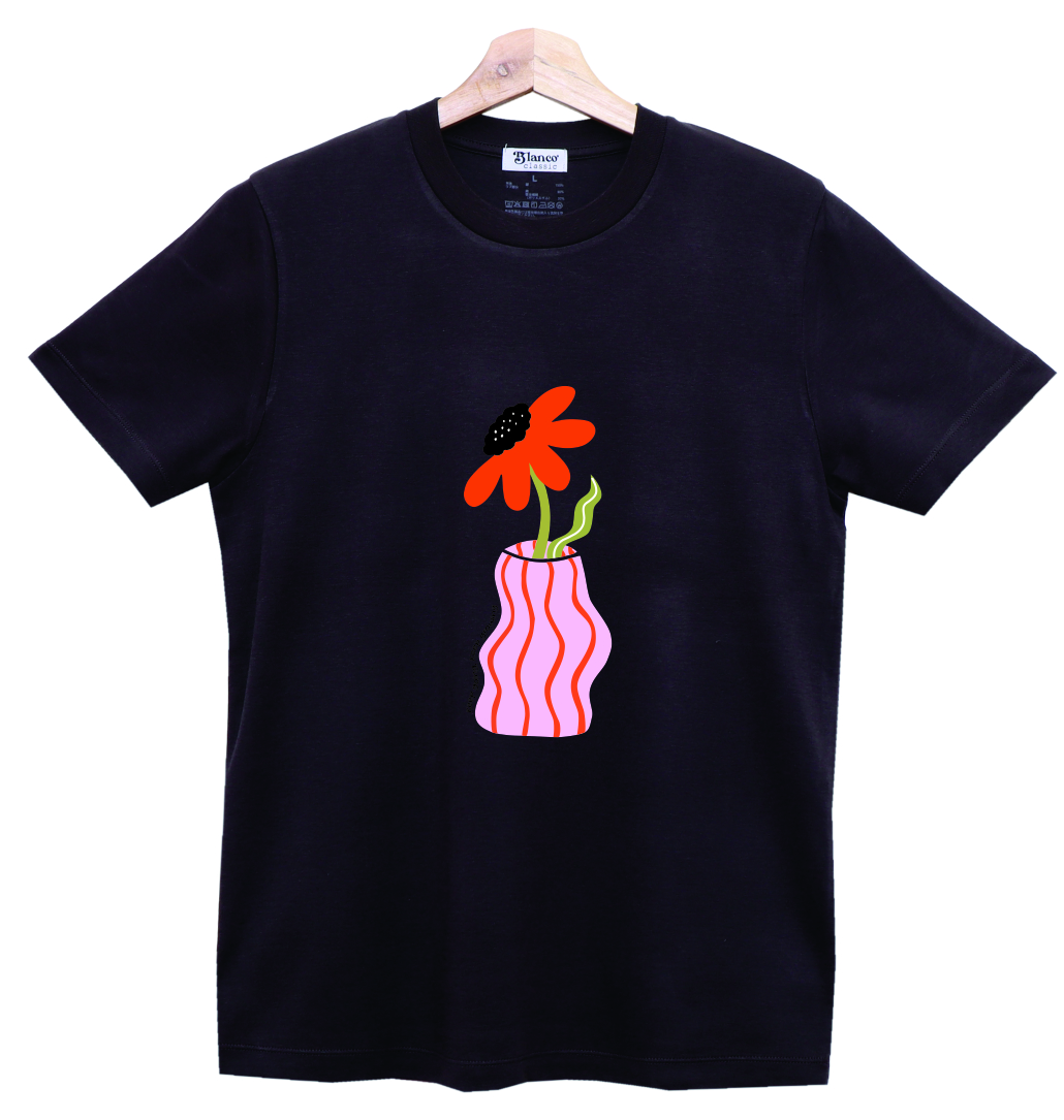 florero rosa gris oscuro