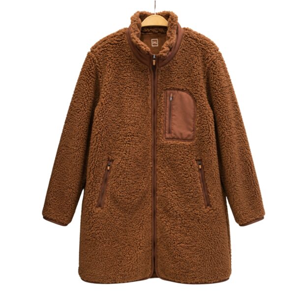 Campera larga teddy con bolsillo aplicado BL231