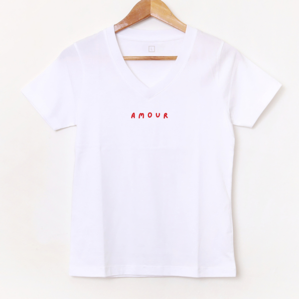 Remera Escote en V "Amour" BL1001