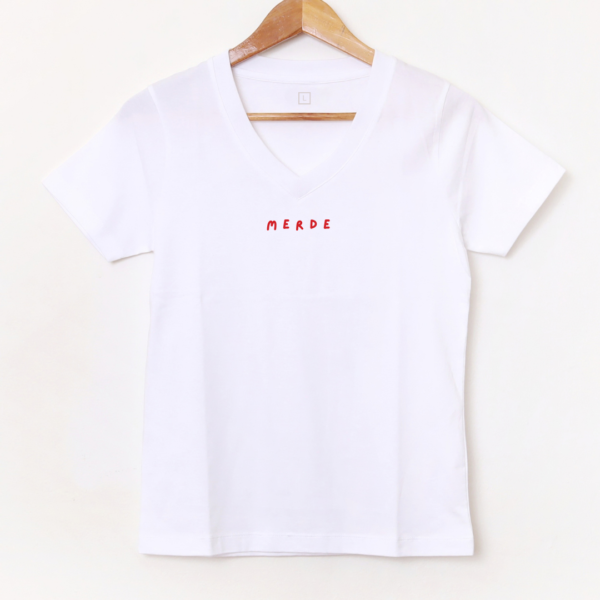 Remera Escote en V «Merde» BL1002