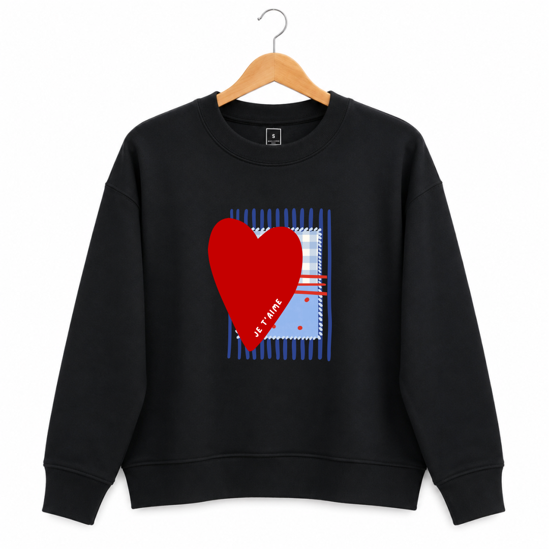Buzo negro corazon rojo