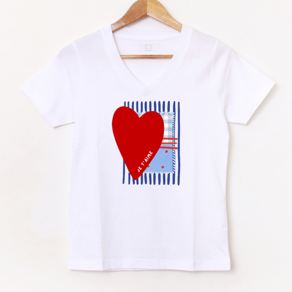 Remera Escote en V «Corazón rojo» BL1008