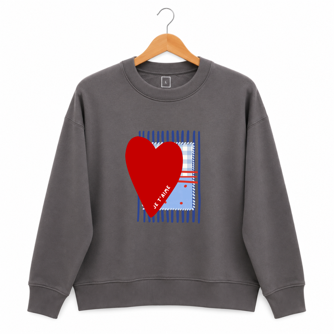 buzo gris corazon rojo